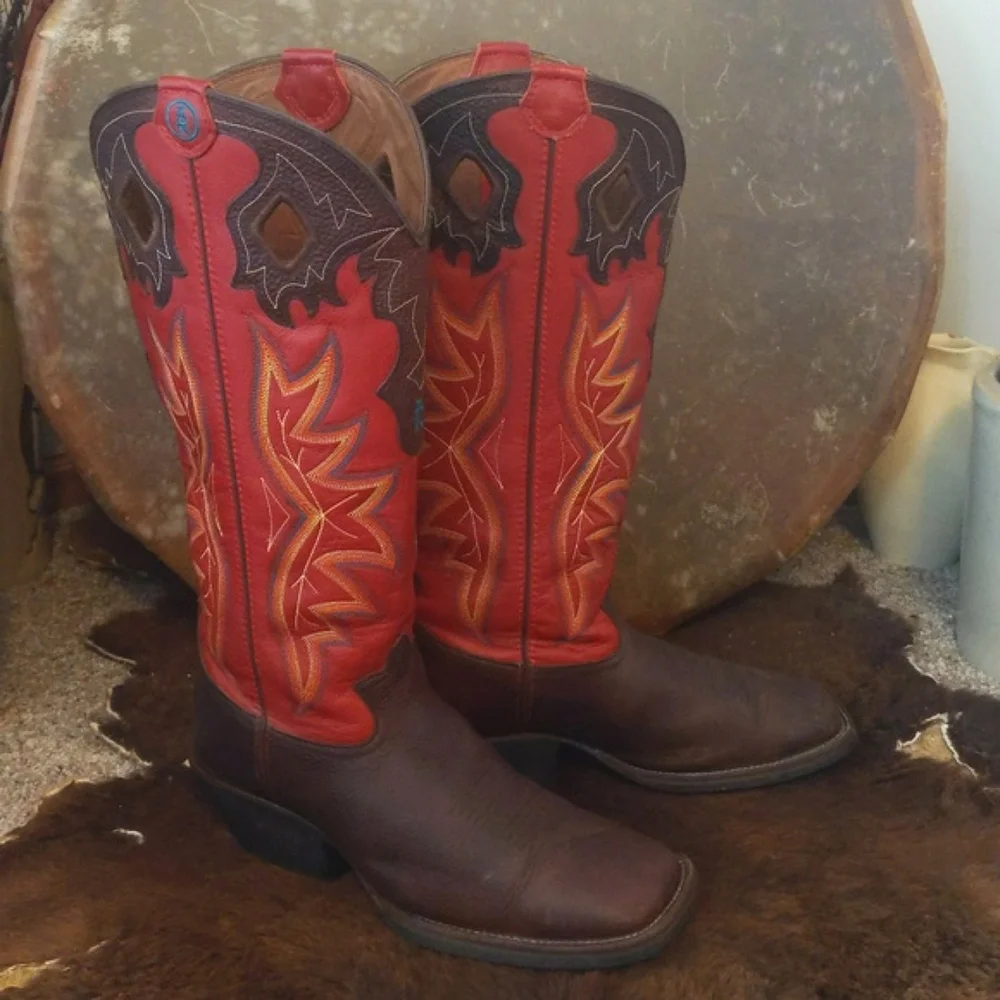 TONY LAMA 3R Buckaroo Rosston Red & Brown cowboy western boots #RR1017 sz 11D - Picture 9 of 16